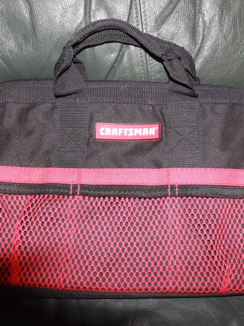 Craftsman 13” Wide Mouth Tool Bag Soft Sided Contractor Storage Black/Red